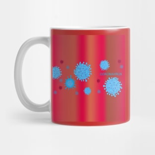 Blue corona virus infection vector banner with red background Mug